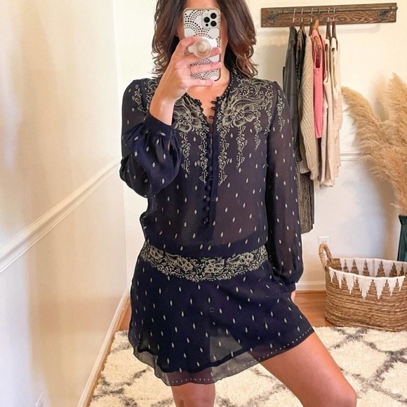 Isabel Marant Etoile Risha Gypsy Silk Mini Dress 4 - Picture 1 of 14